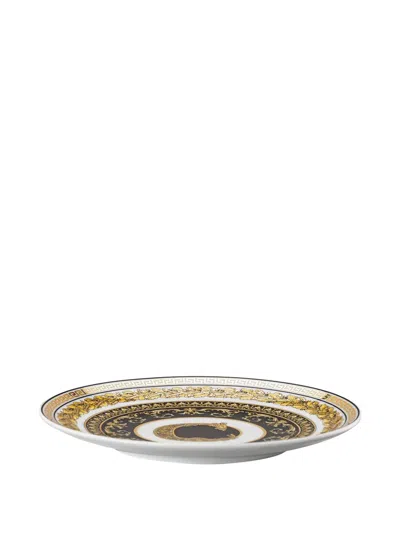 Versace Home Virtus Alphabet C Decorated Plate In Black