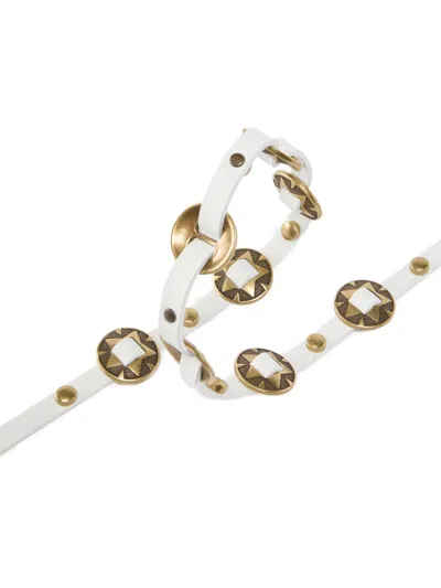 Pinko Stud Embellished Leather Belt In White