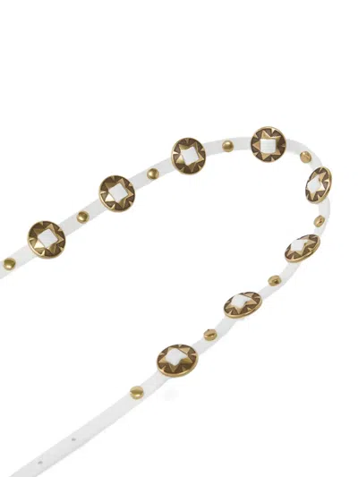 Pinko Stud Embellished Leather Belt In White