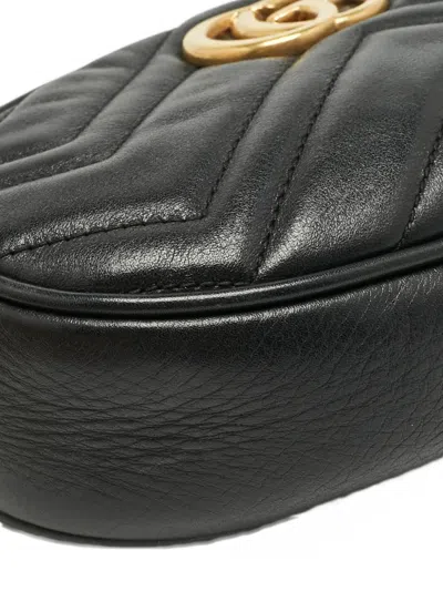 Pre-owned Gucci Gg Marmont Leather Belt Bag In Black