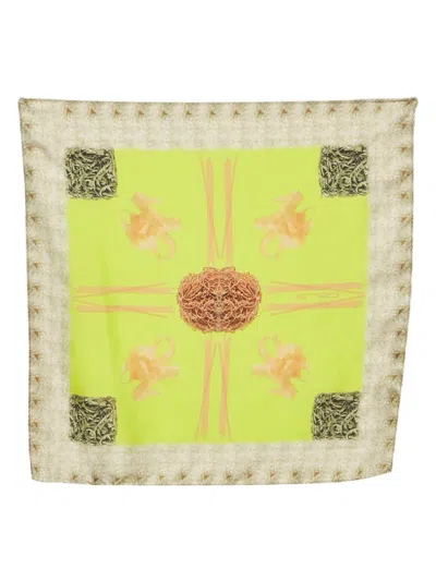 Pre-owned Etro Print Pocket Square In Green