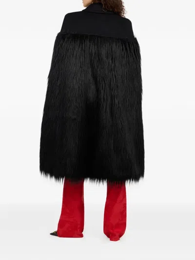 Roberto Cavalli Zip-up Faux-fur Cape In Black