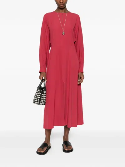 Joseph Long-sleeve Midi Dress In Red