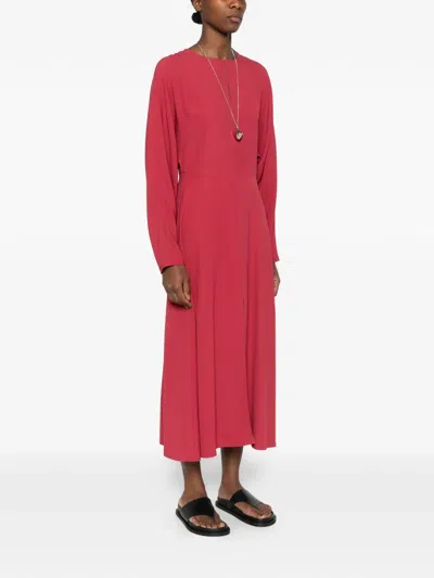 Joseph Long-sleeve Midi Dress In Red