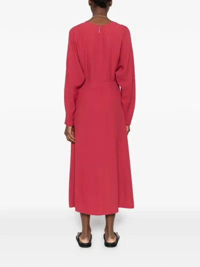 Joseph Long-sleeve Midi Dress In Red
