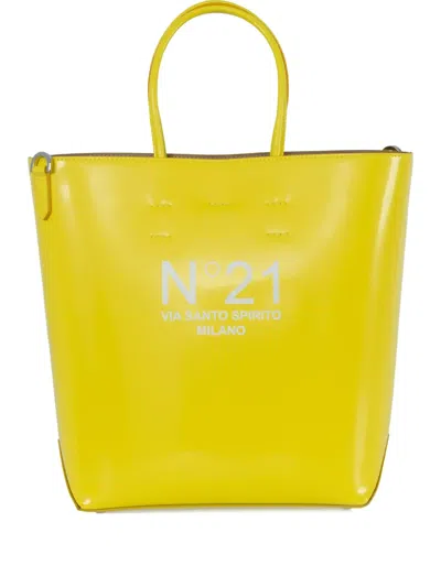 N°21 Logo-detail Leather Tote Bag In Yellow