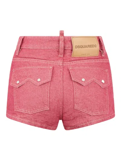 Dsquared2 Logo-patch Denim Shorts In Pink