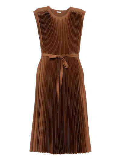 Joseph Volta Pleated Midi Dress In Brown