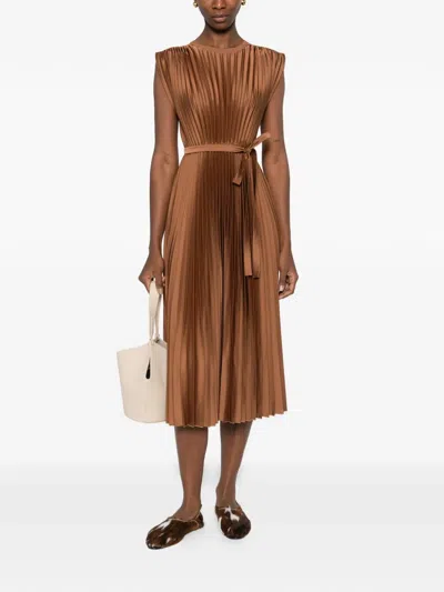 Joseph Volta Pleated Midi Dress In Brown
