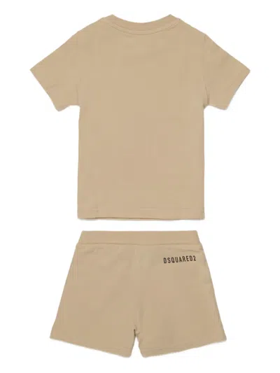 Dsquared2 Logo-print Babygrow Set In Brown