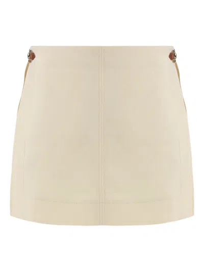 Gucci Trapeze Horsebit Linen Mini Skirt In Neutral