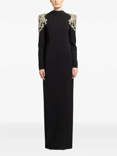 Zuhair Murad Rhinestone-embellished Long Dress In Black