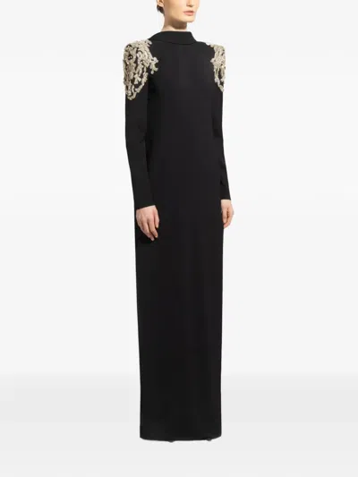 Zuhair Murad Rhinestone-embellished Long Dress In Black
