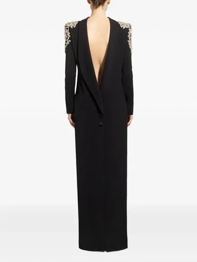Zuhair Murad Rhinestone-embellished Long Dress In Black