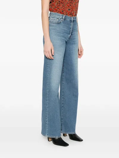 7 For All Mankind Buttoned Wide-leg Jeans In Blue