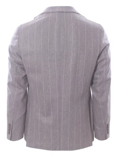 Eleventy Pinstripe Pleated Suit In Gray