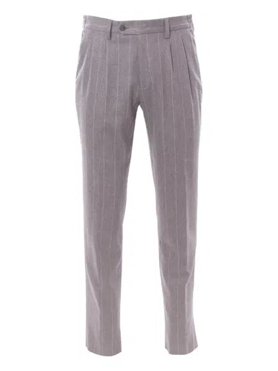 Eleventy Pinstripe Pleated Suit In Gray
