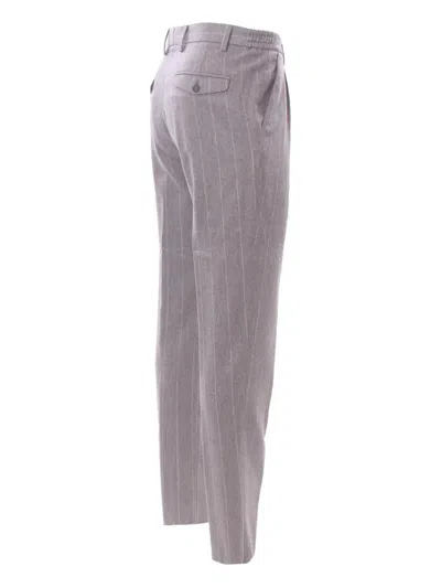 Eleventy Pinstripe Pleated Suit In Gray