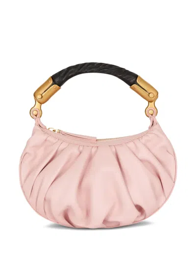 Balmain Mini Ebene Calfskin Tote Bag In Pink
