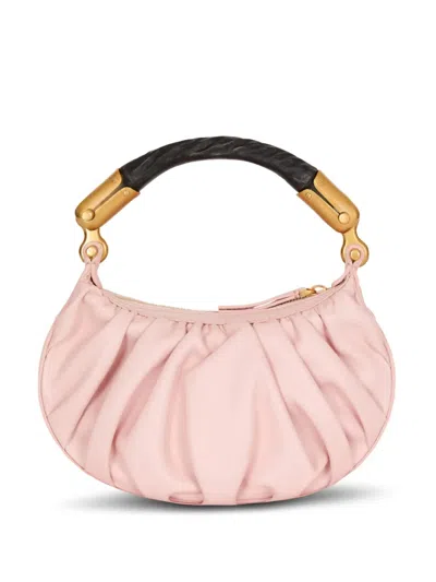 Balmain Mini Ebene Calfskin Tote Bag In Pink