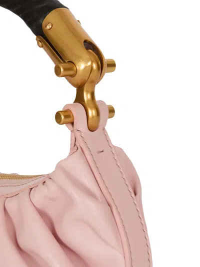 Balmain Mini Ebene Calfskin Tote Bag In Pink