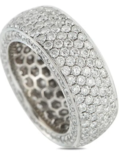 Pre-owned Lb Exclusive Diamond Wide Band Ring In Silver