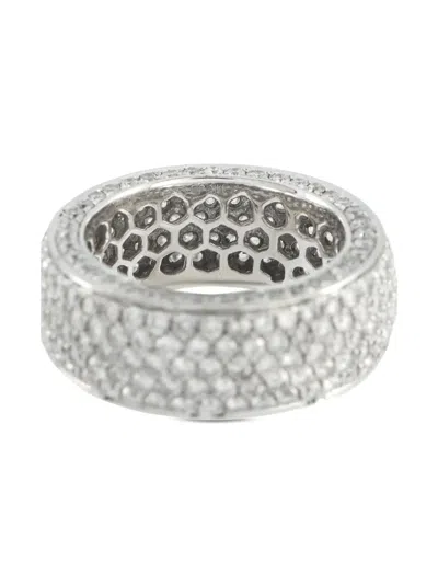 Pre-owned Lb Exclusive Diamond Wide Band Ring In Silver