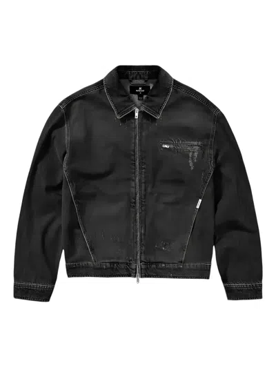 Represent Distressed-effect Denim Jacket In Black