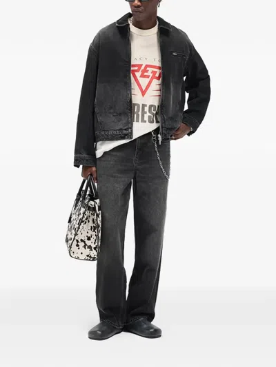 Represent Distressed-effect Denim Jacket In Black