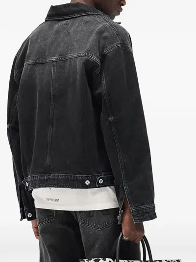 Represent Distressed-effect Denim Jacket In Black