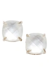 Kate Spade Mini Small Square Semiprecious Stone Stud Earrings In Mother Of Pearl/ Silver