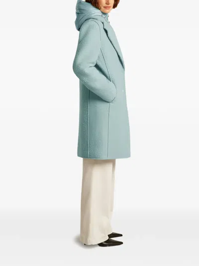 Beaumont & Fletcher Button Hooded Coat In Blue