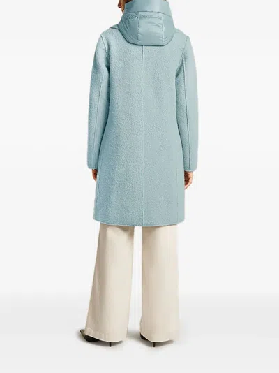 Beaumont & Fletcher Button Hooded Coat In Blue