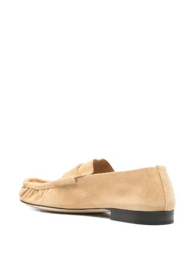 Pre-owned The Row Suede Loafers In Neutral