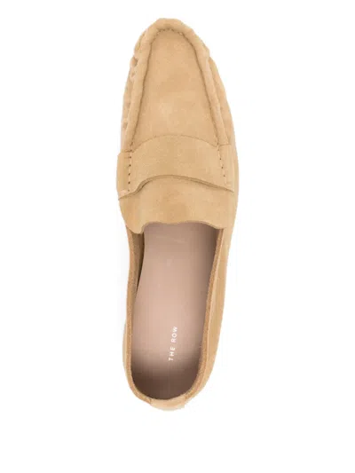 Pre-owned The Row Suede Loafers In Neutral