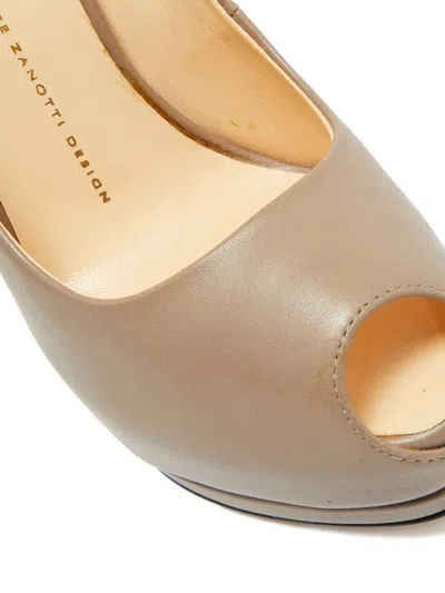 Pre-owned Giuseppe Zanotti Vintage Peep-toe Platform Pumps In Neutral