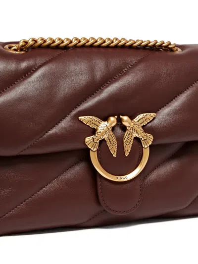 Pinko Medium Love Quilted Bird Cross Body Bag In Brown