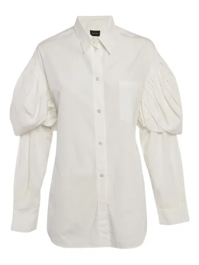 Pre-owned Simone Rocha Gathered-sleeves Shirt In White