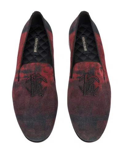 Roberto Cavalli Logo-embroidered Loafers In Multi