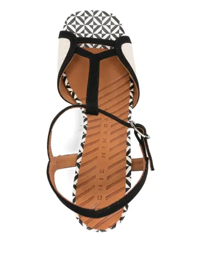 Chie Mihara Lipika T-strap Patterned Sandals In Black