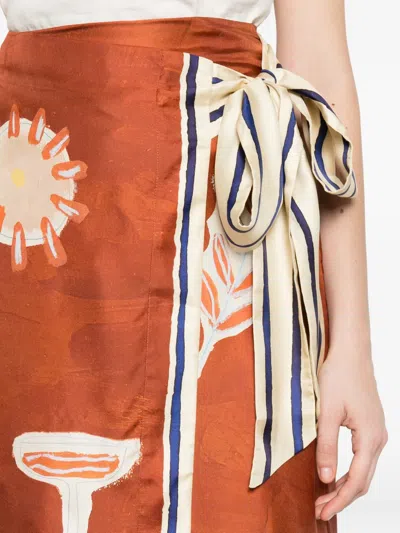 Alemais Printed Midi Skirt In Brown