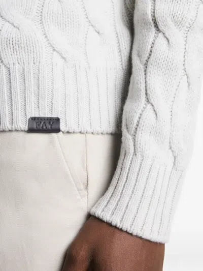 Fay Cable Knit Roll-neck Sweater In Gray