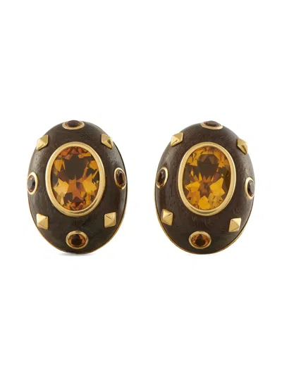 Pre-owned Lb Exclusive Citrine Wood Earrings In Brown