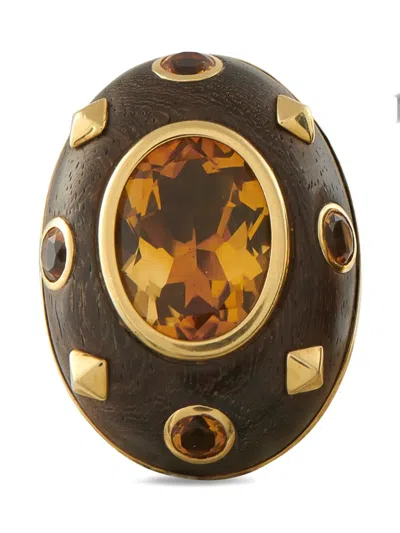 Pre-owned Lb Exclusive Citrine Wood Earrings In Brown