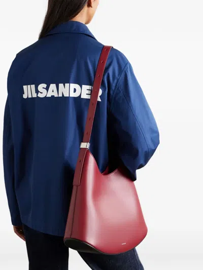 Jil Sander Eldorado Leather Shoulder Bag In Red