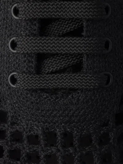 Prada Round-toe Lace-up Sneakers In Black