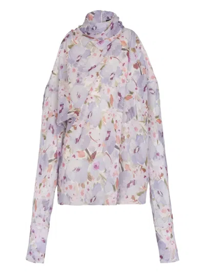 Balmain Flowers-print Blouse In Purple