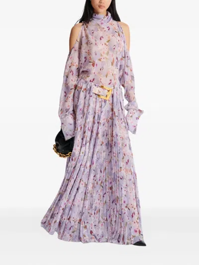 Balmain Flowers-print Blouse In Purple