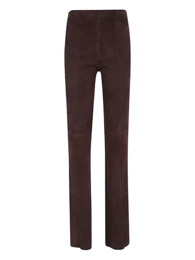 Stouls Suede Straight-leg Trousers In Brown