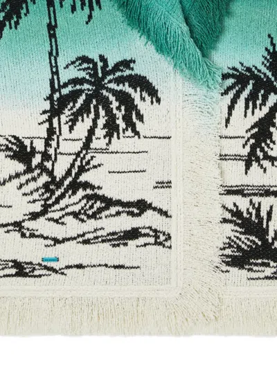 Alanui Wave Bloom Fringed Cardi-coat In Green